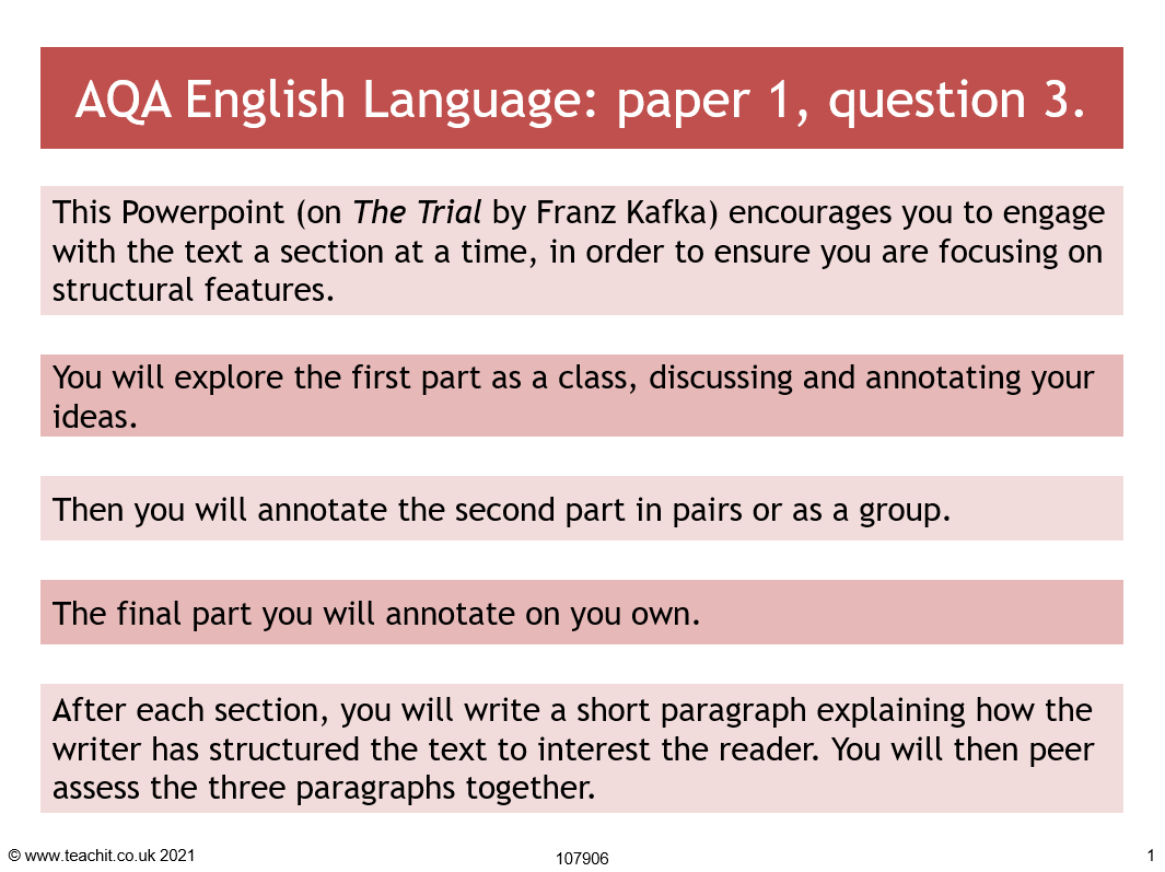 AQA English Language Paper Introduction Teaching Resources, 60% OFF
