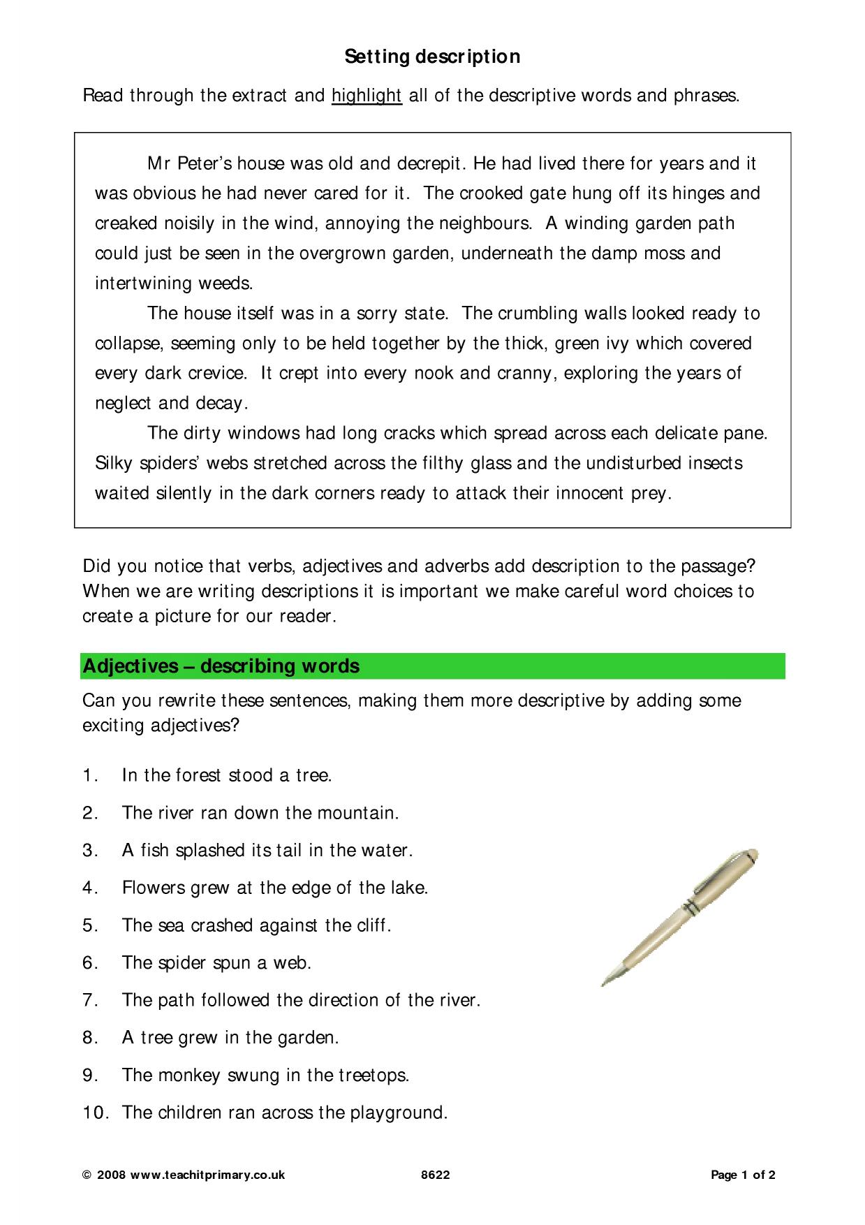 Writing description | KS2 English | Grammar | Teachit