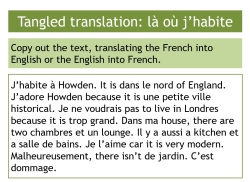 Home and town | KS3 French translation resource | Teachit